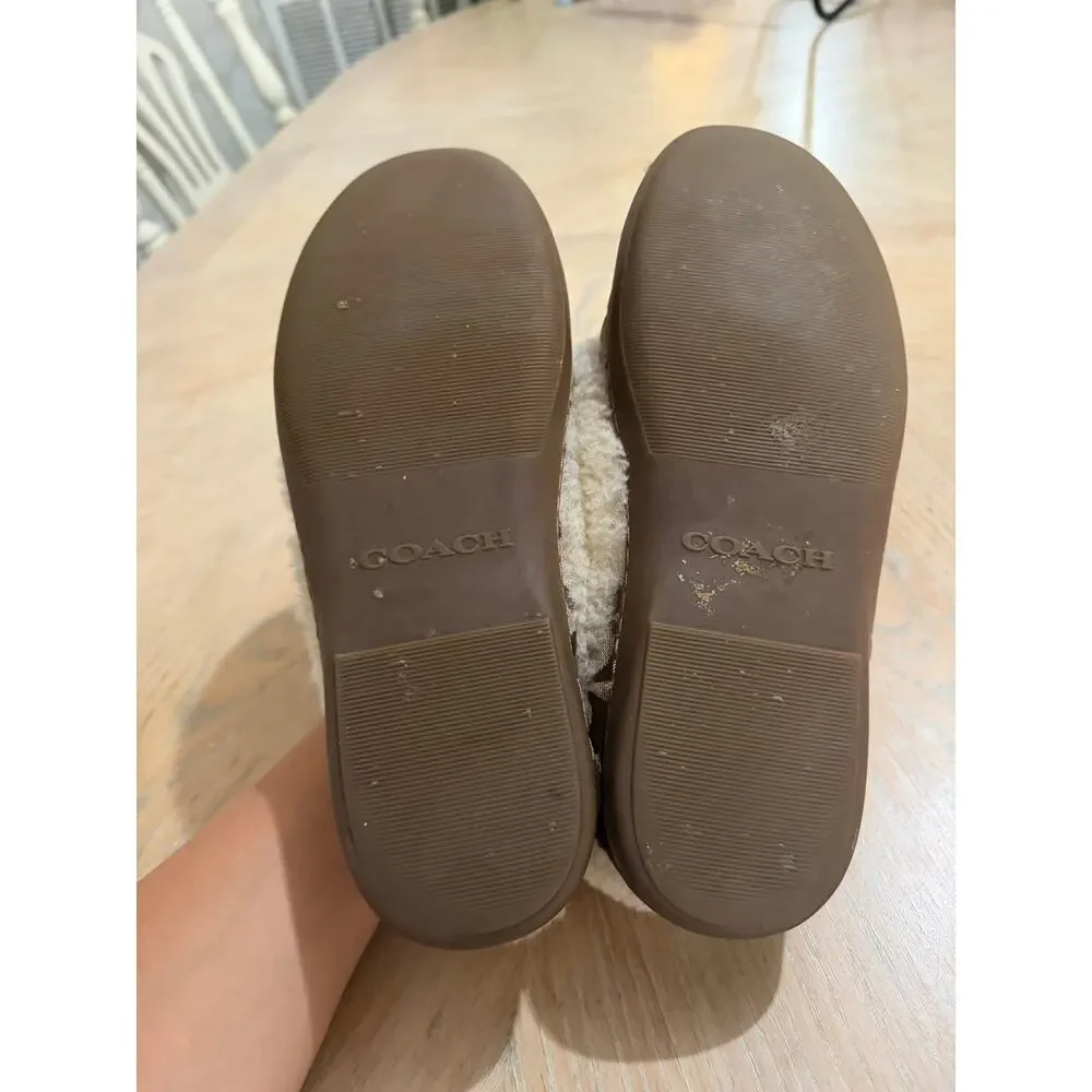 Coach Fiona Shearling Moccasins Women's Slip-On Loafers Monogram logo size 10